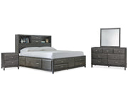 Caitbrook King Storage Bed, Dresser, Mirror, Chest and Nightstand