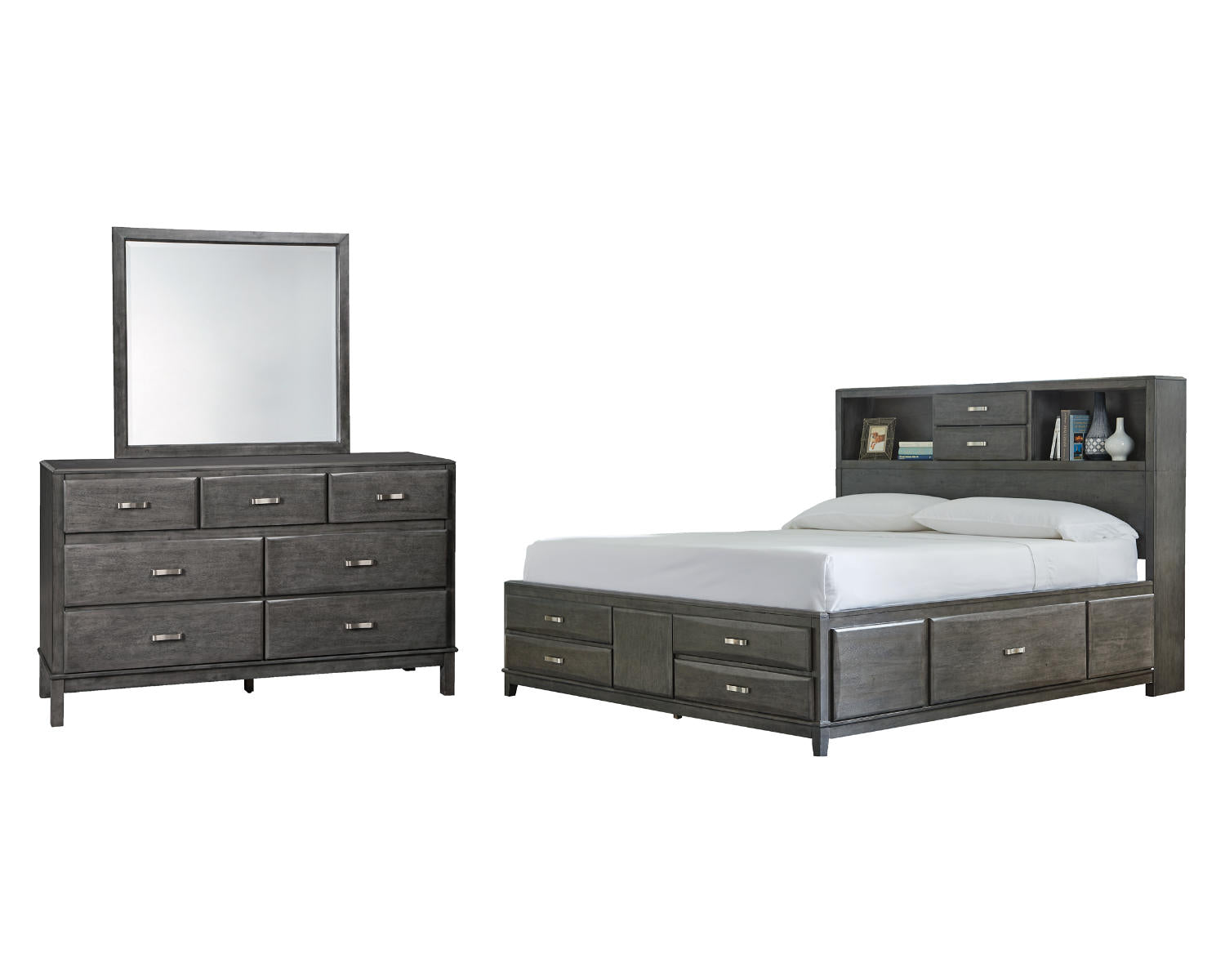 Caitbrook King Storage Bed, Dresser and Mirror