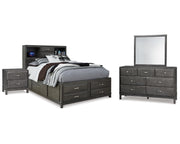 Caitbrook Full Storage Bed, Dresser, Mirror and Nightstand
