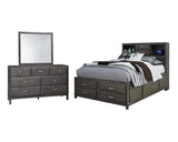 Caitbrook Full Storage Bed with Mirrored Dresser