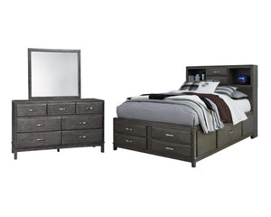 Caitbrook Full Storage Bed with Mirrored Dresser
