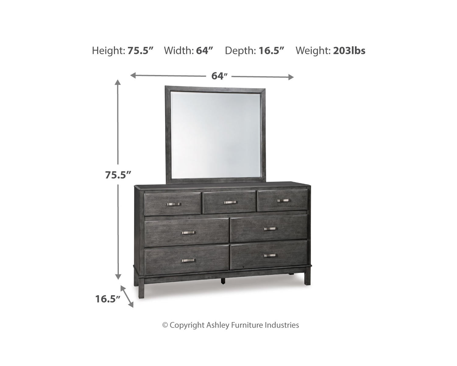 Caitbrook Queen Storage Bed, Dresser, Mirror, Chest and 2 Nightstands