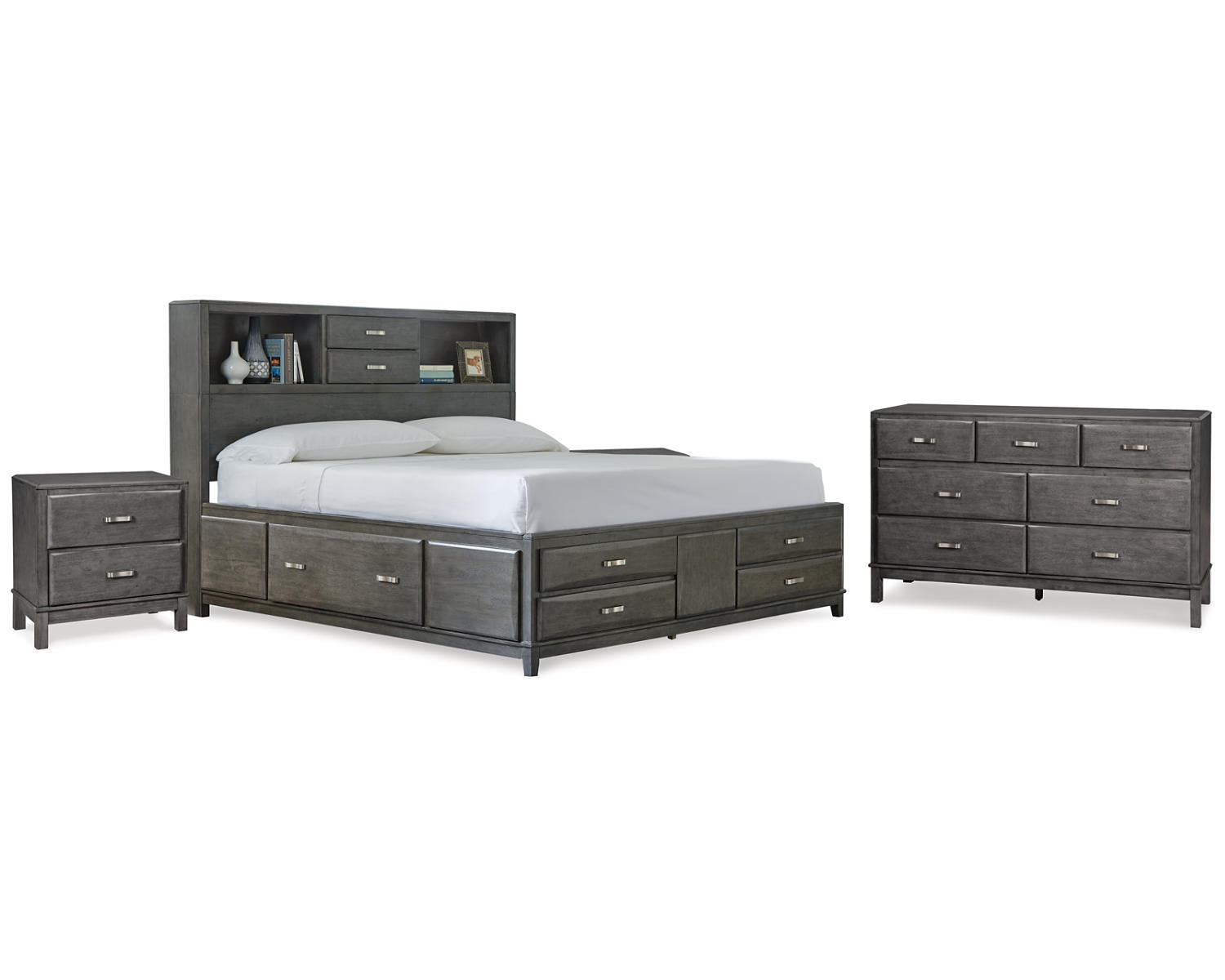 Caitbrook Queen Storage Bed, Dresser and 2 Nightstands