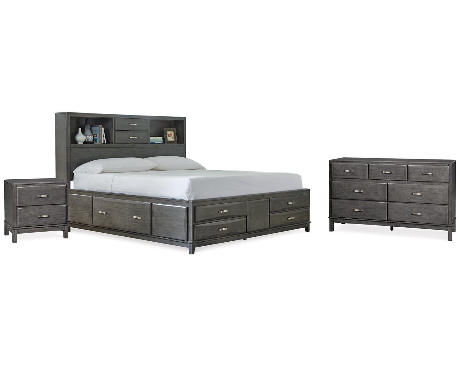 Caitbrook King Storage Bed, Dresser and Nightstand
