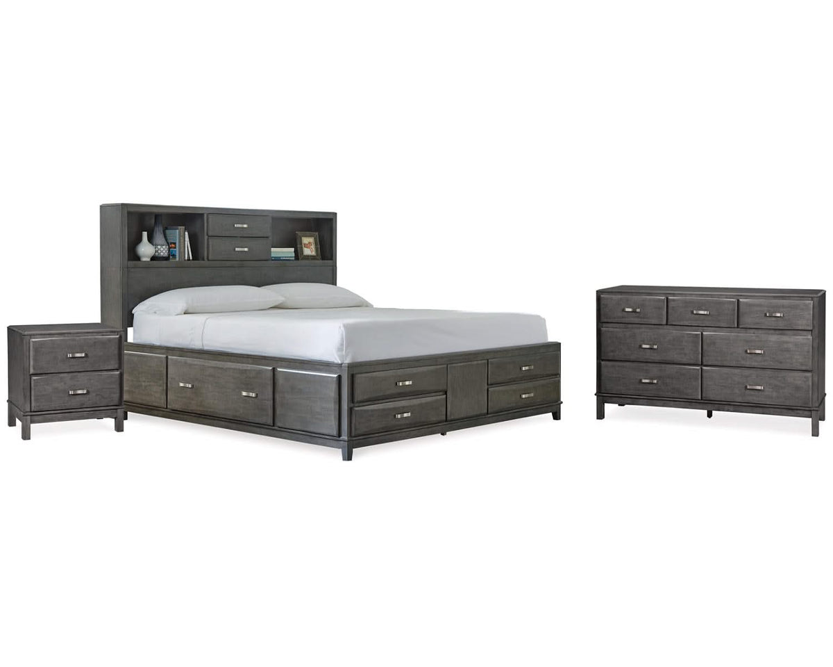 Caitbrook King Storage Bed, Dresser and Nightstand