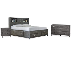 Caitbrook King Storage Bed, Dresser and Nightstand
