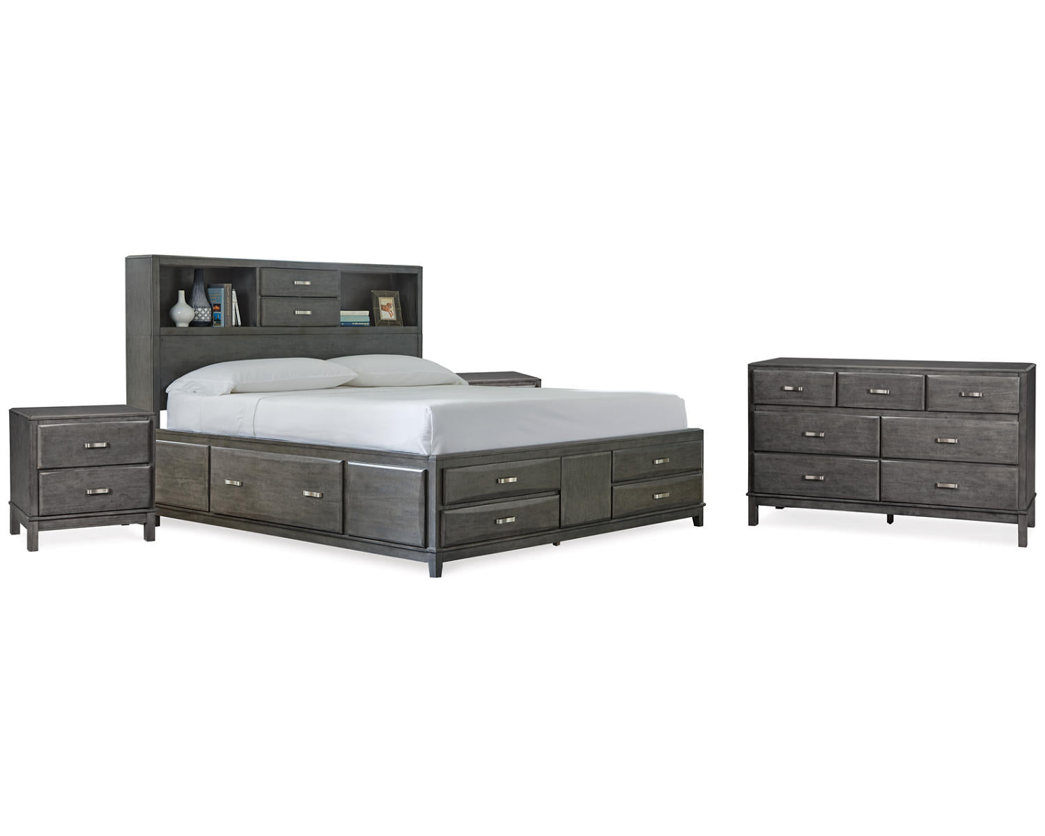 Caitbrook King Storage Bed, Dresser and 2 Nightstands