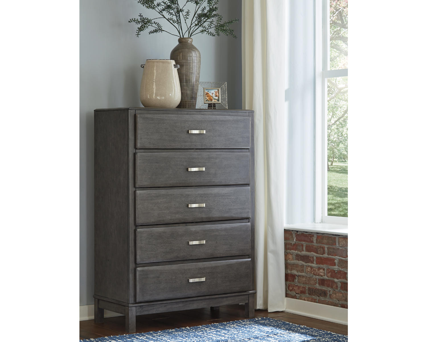 Caitbrook Queen Storage Bed, Dresser, Mirror, Chest and Nightstand