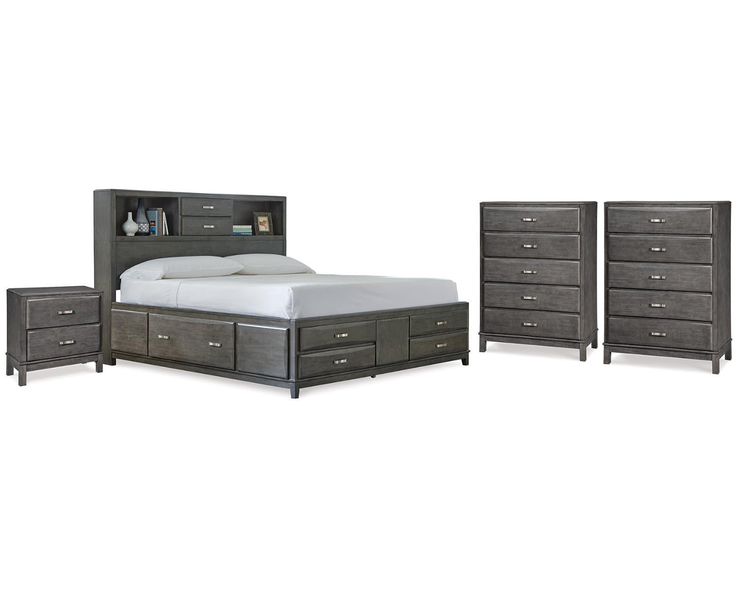 Caitbrook Queen Storage Bed, 2 Chests and 2 Nightstands