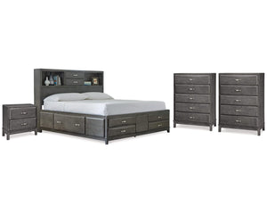 Caitbrook Queen Storage Bed, 2 Chests and 2 Nightstands