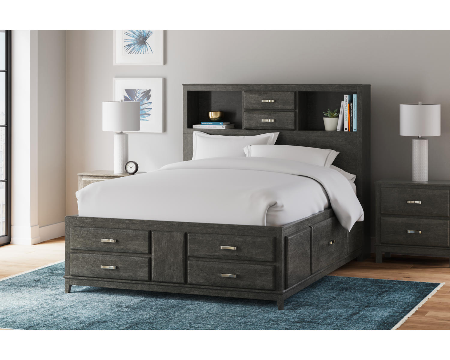 Caitbrook Queen Storage Bed, Dresser, Mirror, Chest and Nightstand