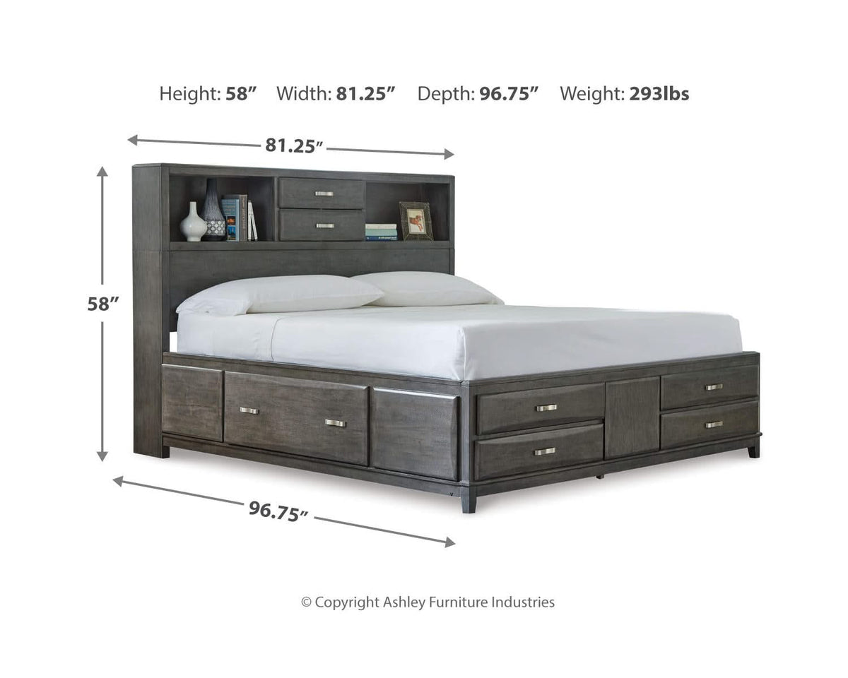 Caitbrook California King Storage Bed, Dresser, Mirror and Chest