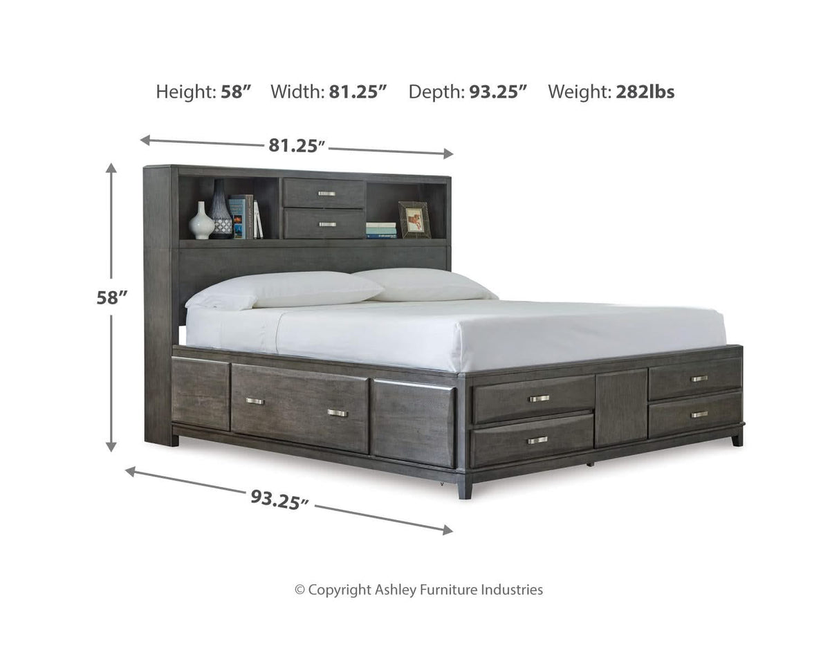 Caitbrook King Storage Bed, Dresser, Mirror and Nightstand