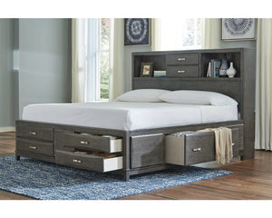 Caitbrook California King Storage Bed, Dresser, Mirror and Chest
