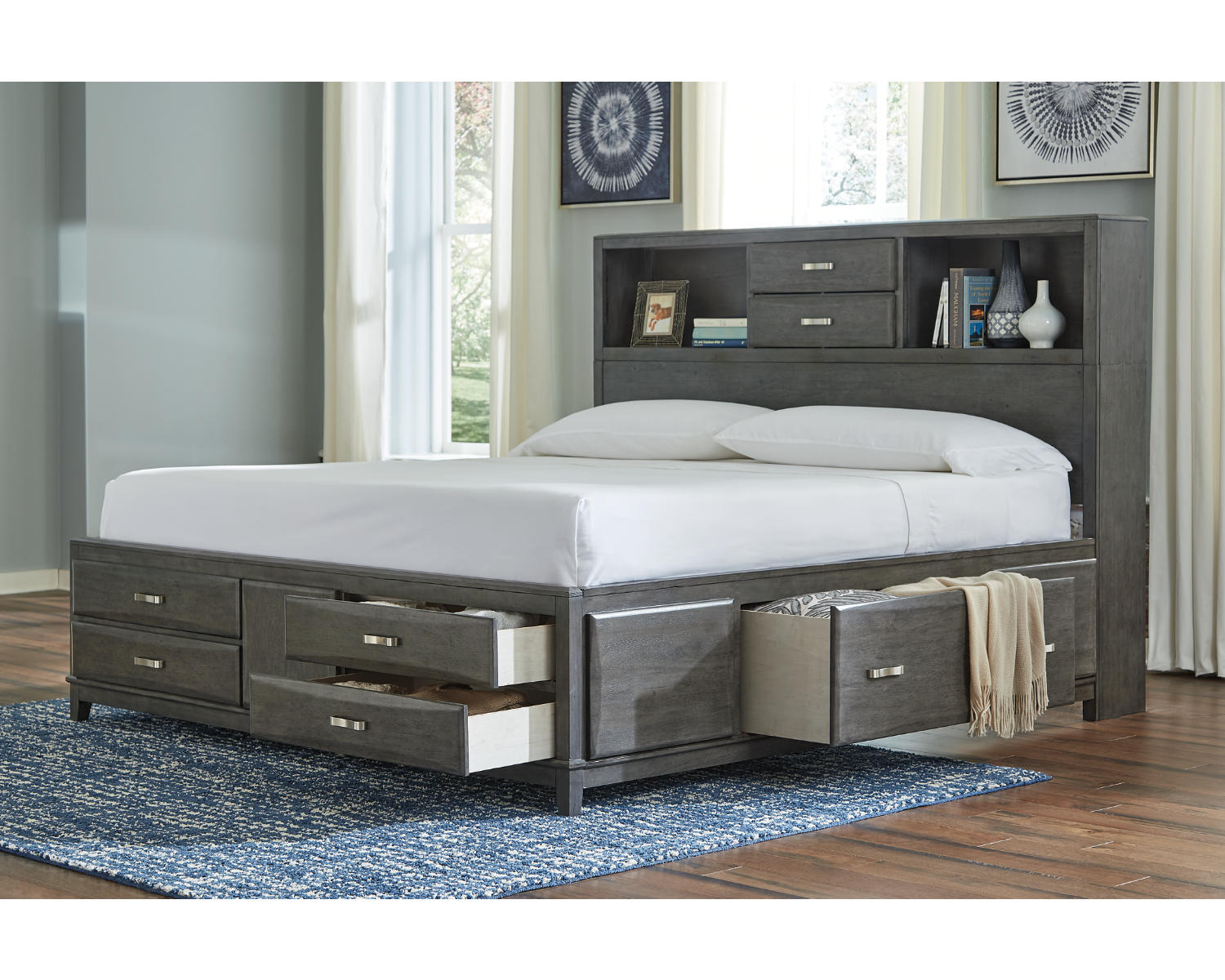 Caitbrook Queen Storage Bed, Dresser, Mirror, Chest and Nightstand