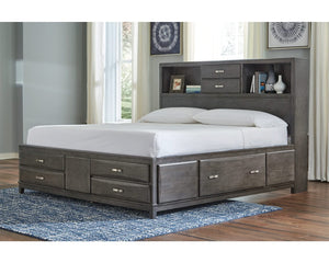 Caitbrook California King Storage Bed, Dresser, Mirror and Chest