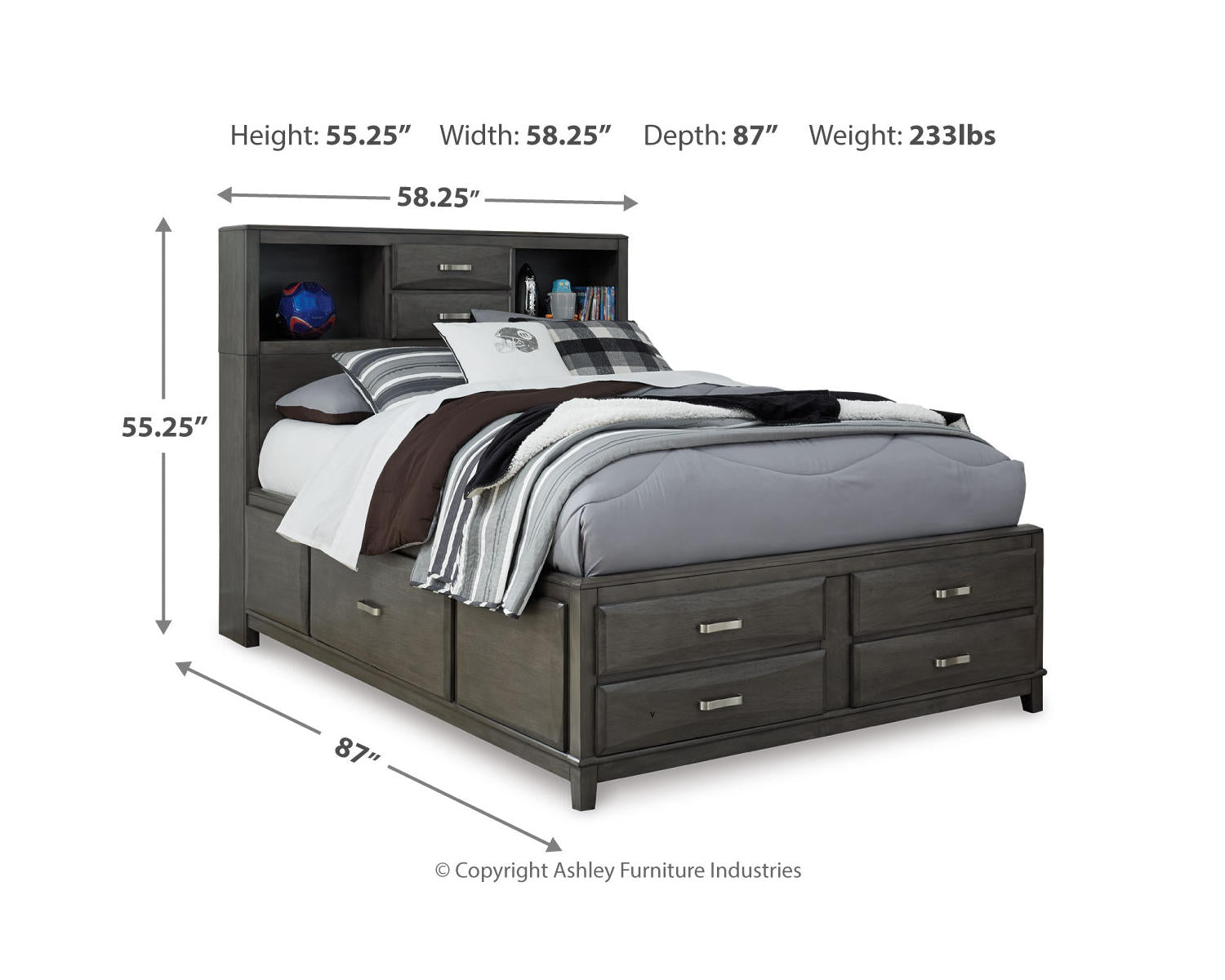 Caitbrook Full Storage Bed, Dresser, Mirror and Nightstand