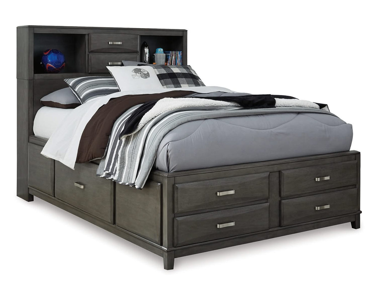 Caitbrook Full Storage Bed with Mirrored Dresser