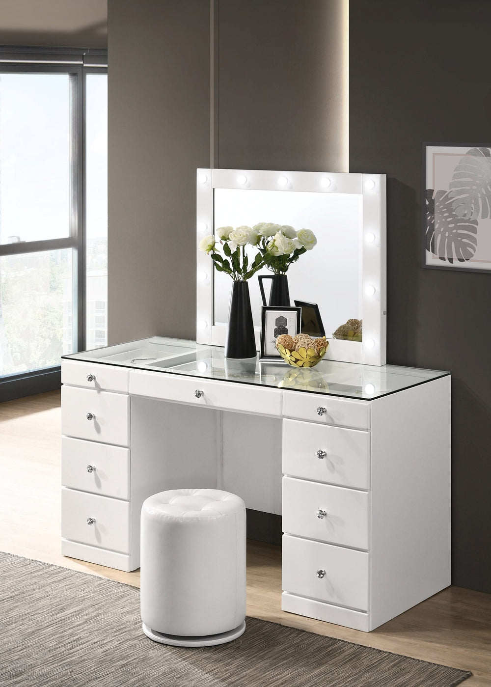 MORGAN ROUND SWIVEL STOOL WHITE