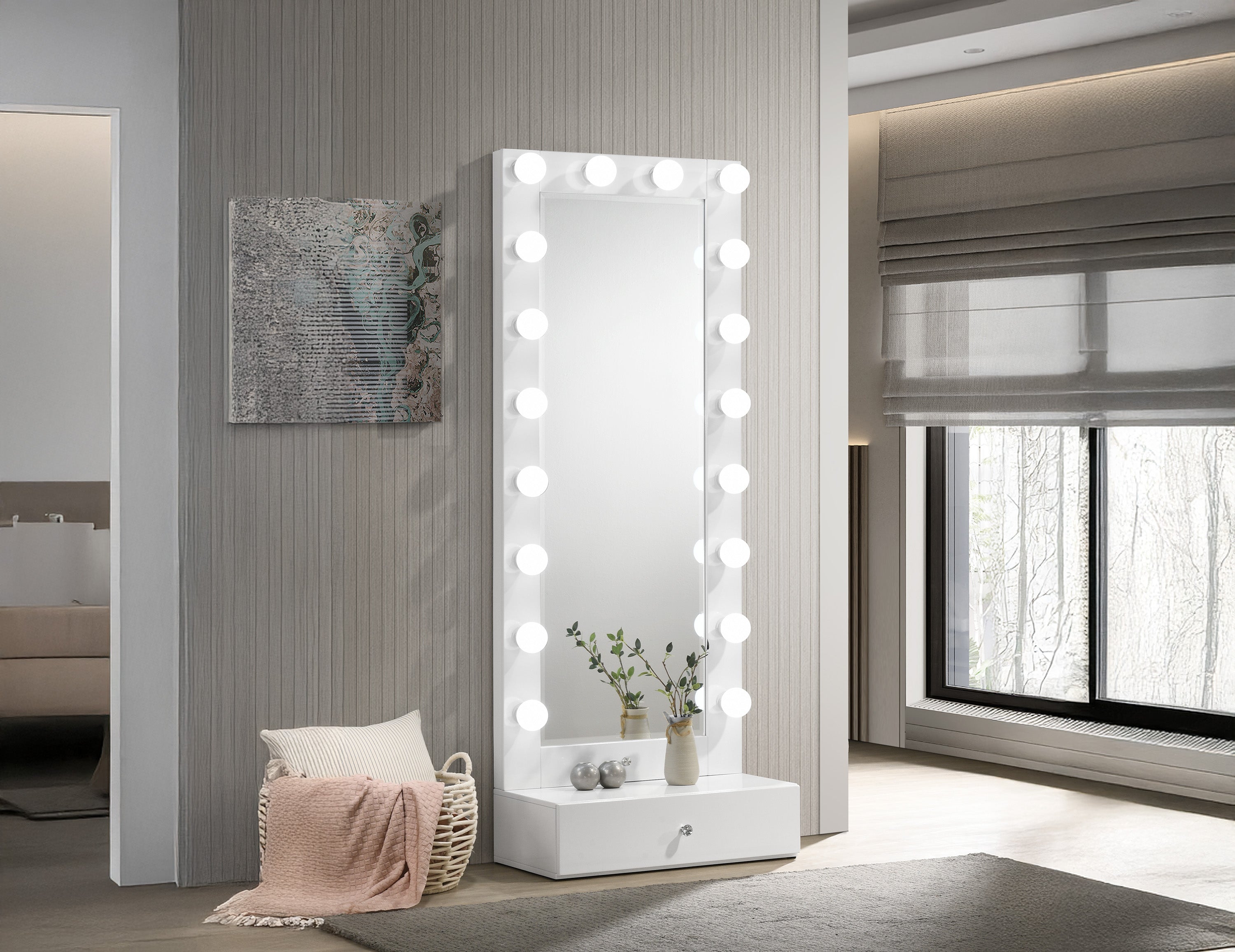 B4852WH-DB-SET LUXO TALL LIGHTED VANITY W/DRAWER