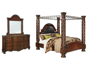 Cama con dosel California King de North Shore con tocador con espejo
