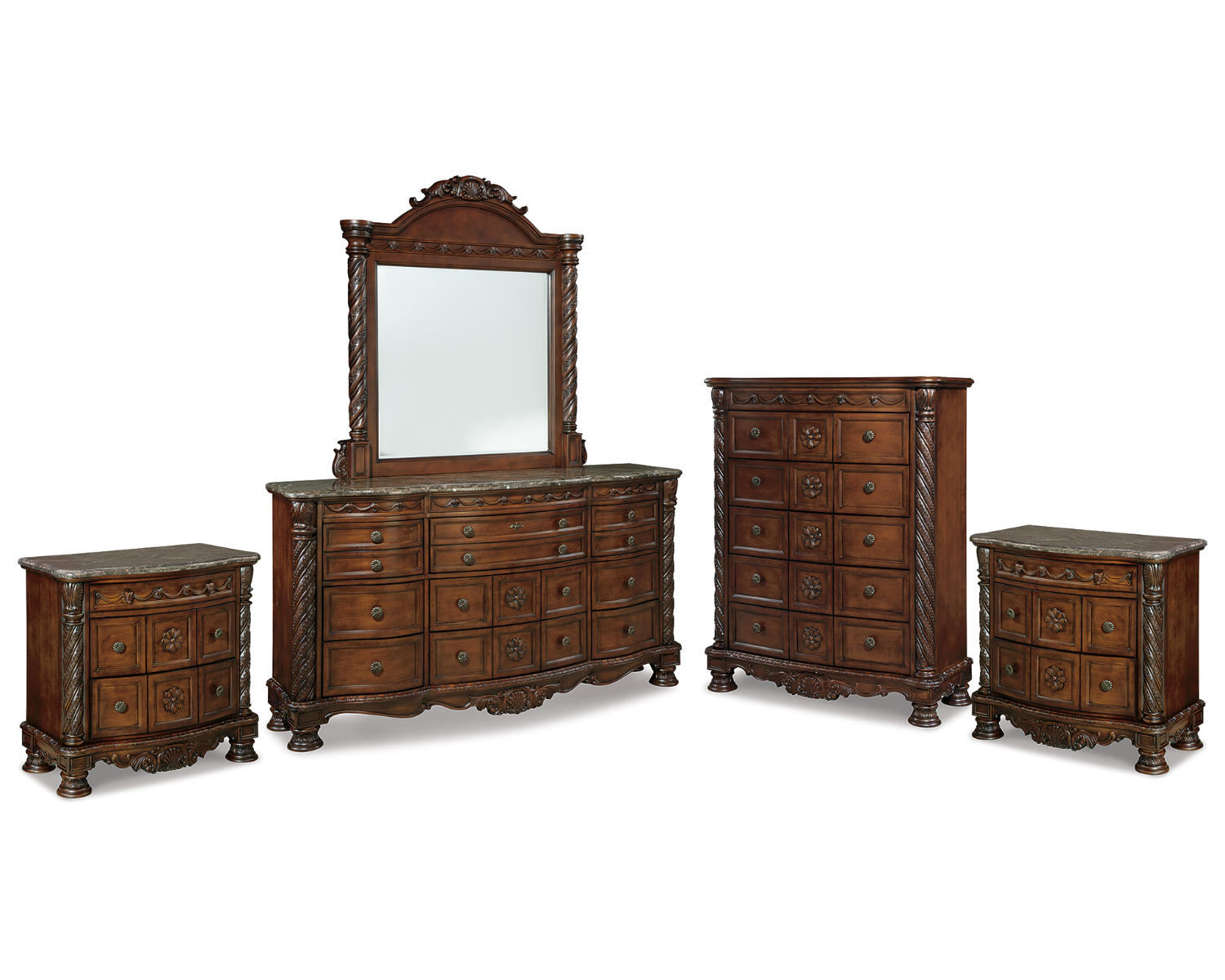 North Shore Dresser, Mirror, Chest and 2 Nightstands