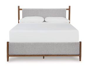 Cama, cómoda y mesita de noche tapizadas Lyncott King