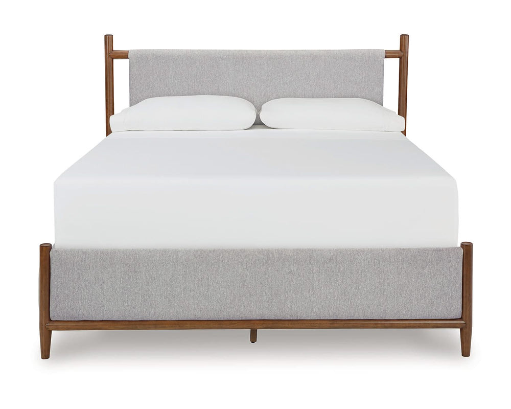 Cama Queen tapizada Lyncott, tocador y espejo