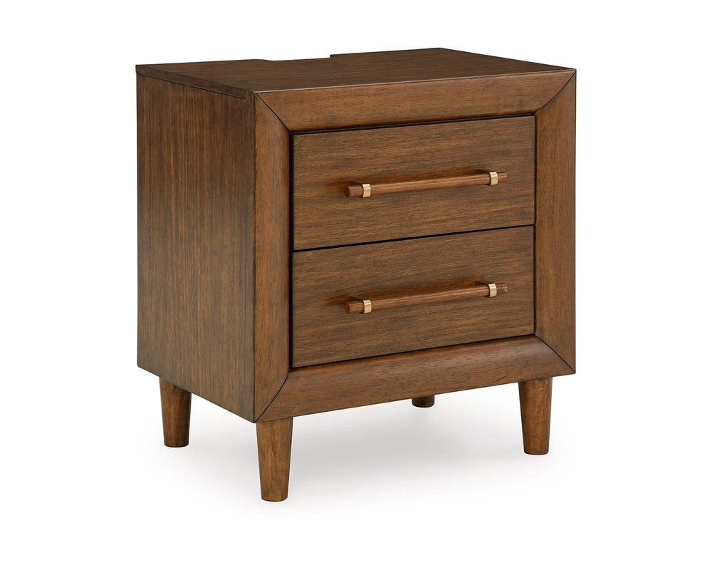 Cama, cómoda y mesita de noche tapizadas Lyncott King
