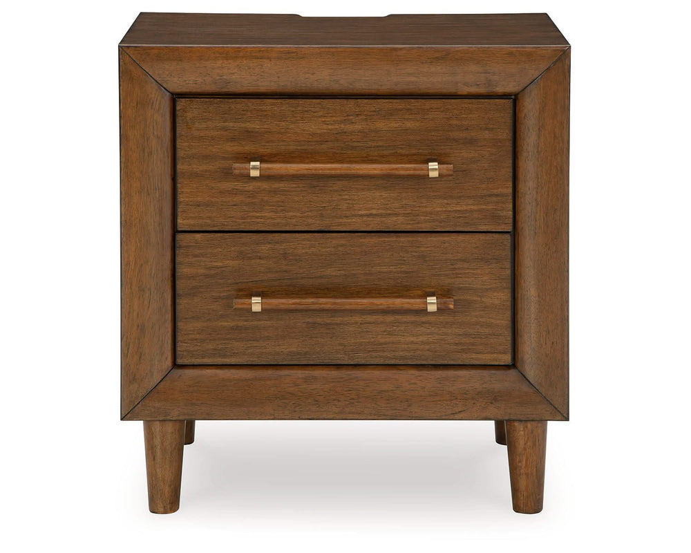 Cama, cómoda y mesita de noche tapizadas Lyncott King