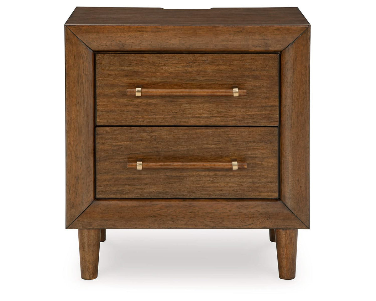 Cama, cómoda y mesita de noche tapizadas Lyncott King
