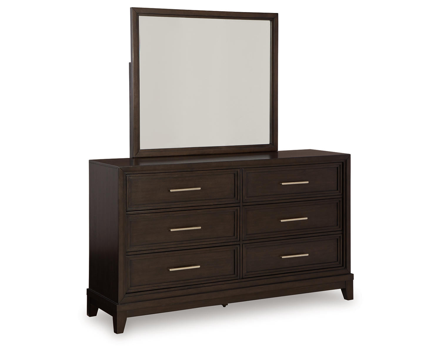 Neymorton King/California King Upholstered Panel Headboard, Dresser and Mirror
