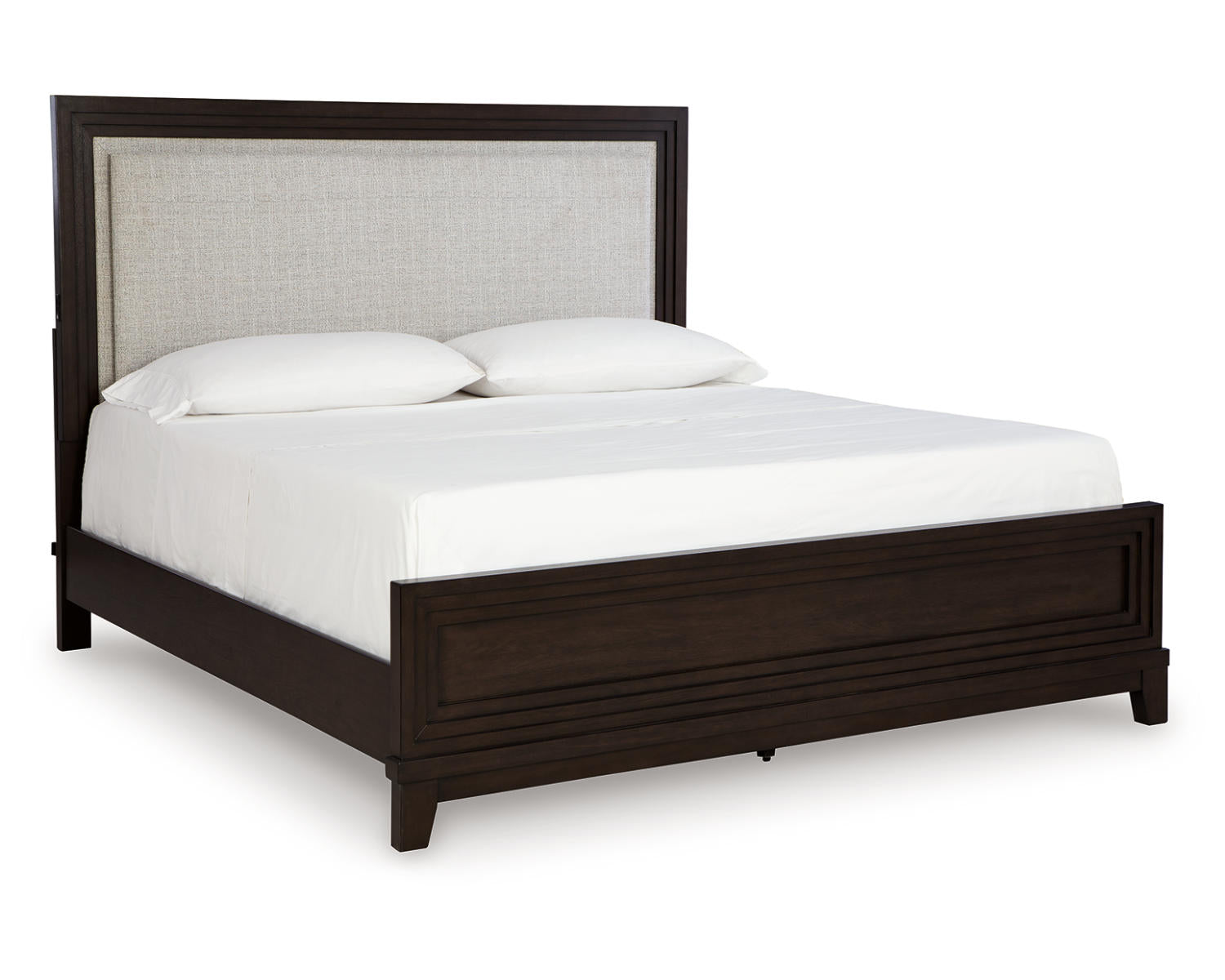 Neymorton Queen Upholstered Panel Bed, Dresser and Mirror