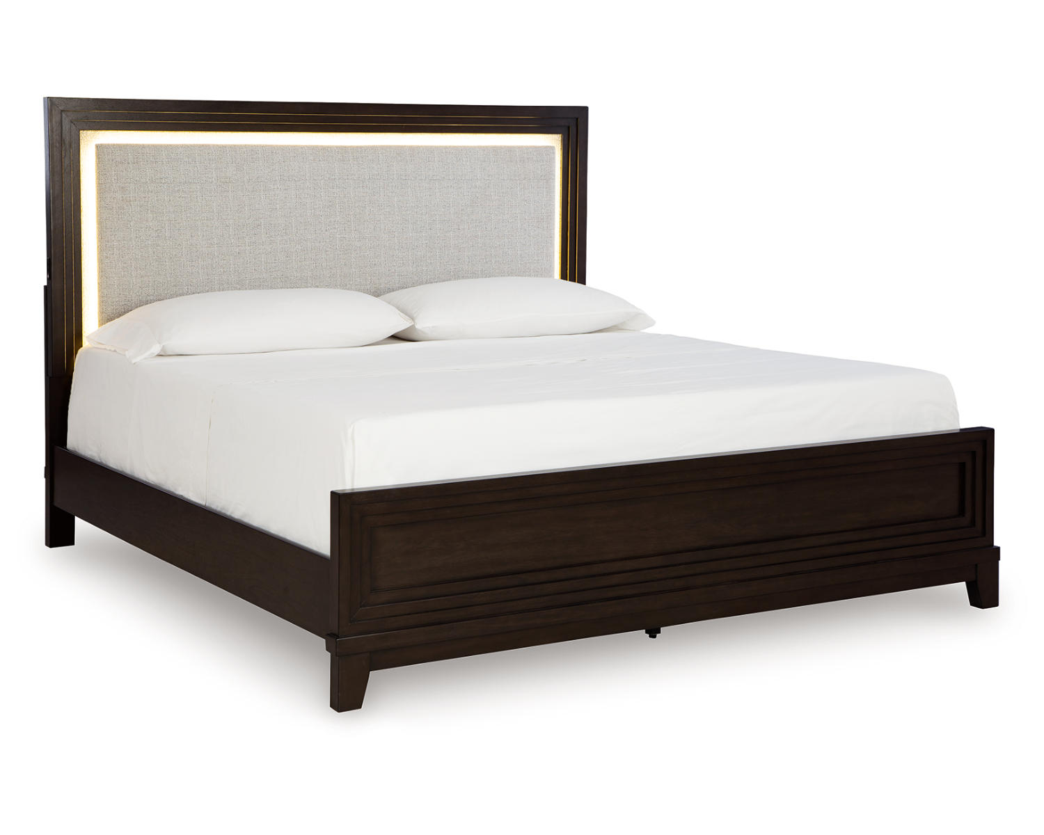 Neymorton Queen Upholstered Panel Bed, Dresser and Mirror