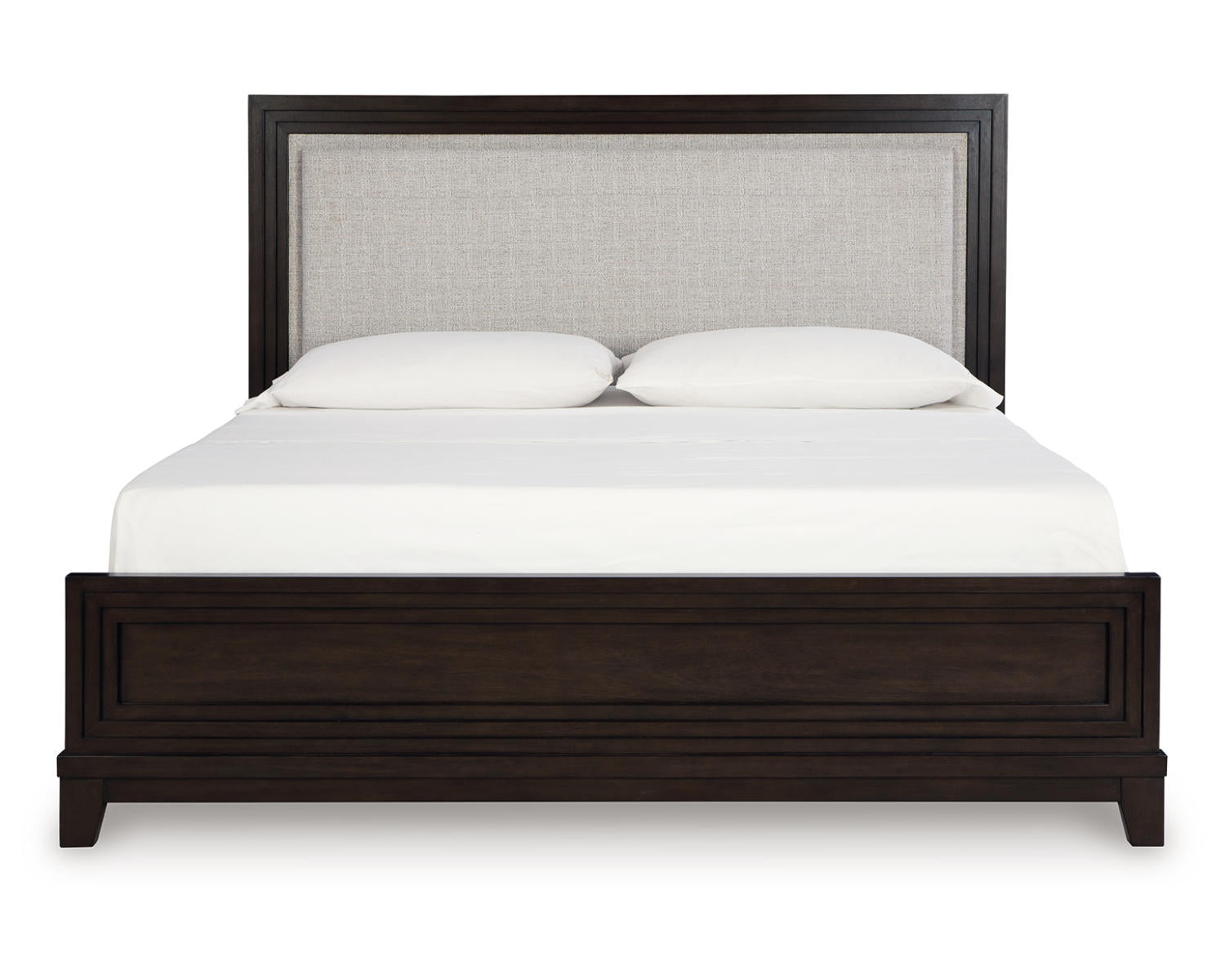 Neymorton Queen Upholstered Panel Bed, Dresser and Mirror