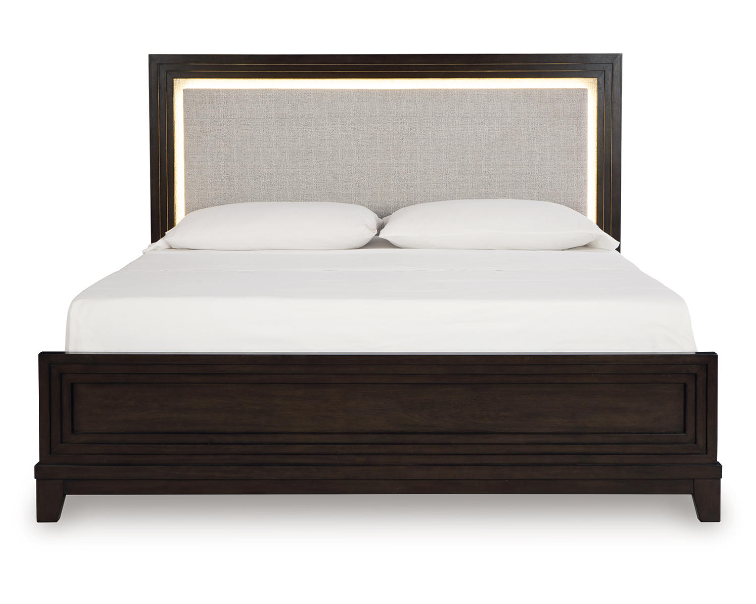 Neymorton King Upholstered Panel Bed, Dresser and Mirror