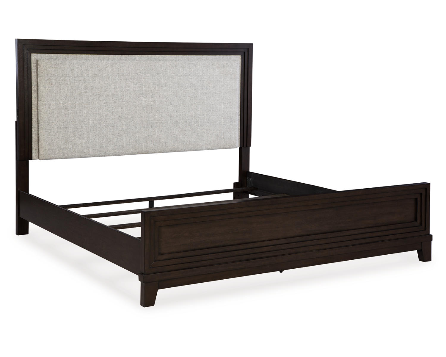 Neymorton Queen Upholstered Panel Bed, Dresser and Mirror