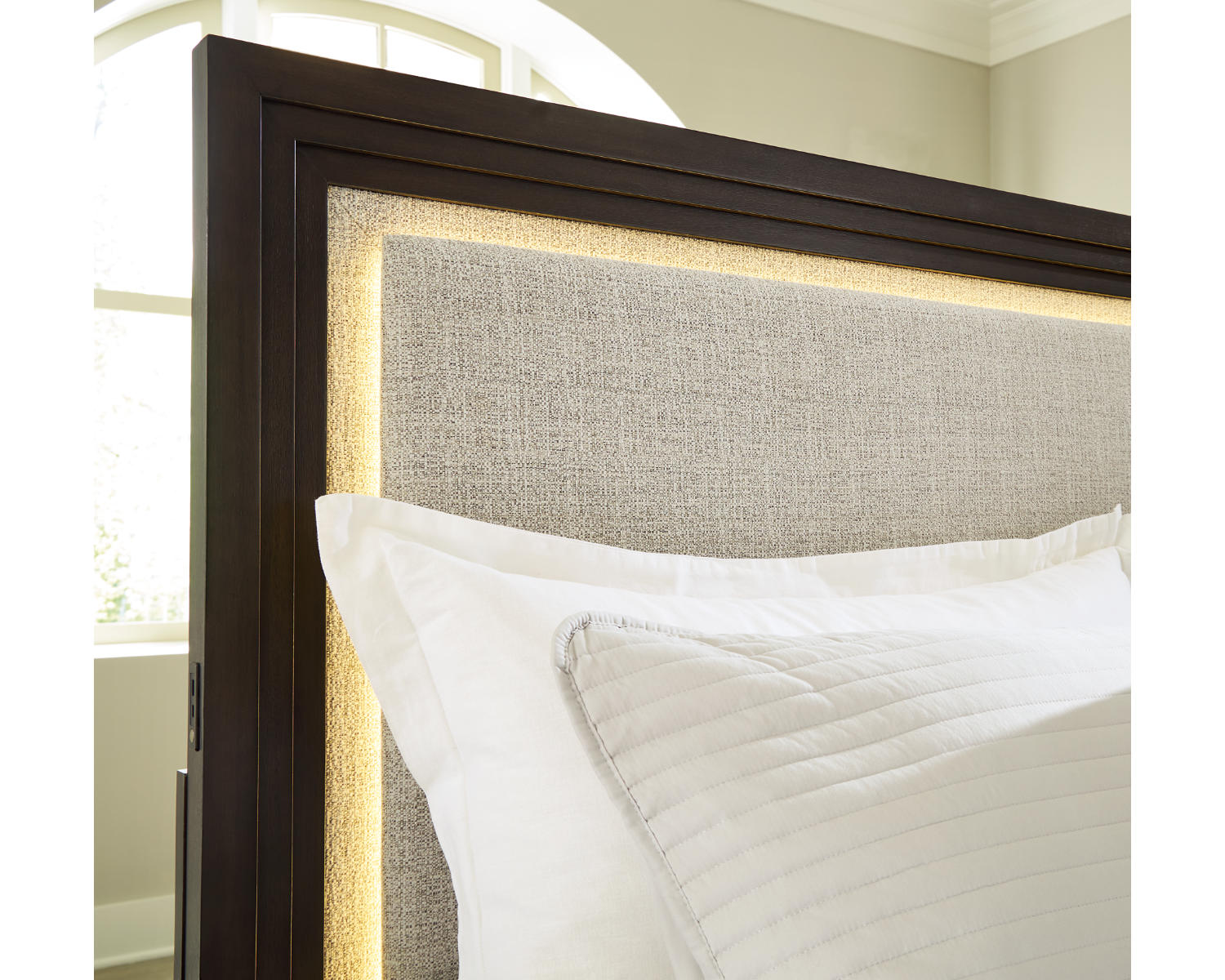 Neymorton King/California King Upholstered Panel Headboard, Dresser and Mirror