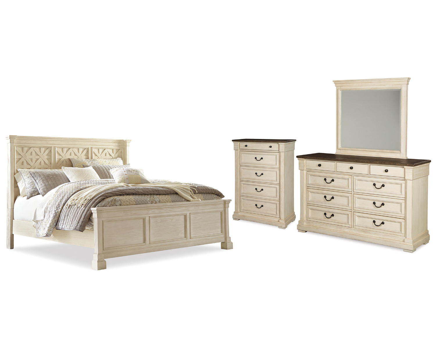 Bolanburg California King Panel Bed, Dresser, Mirror and Chest