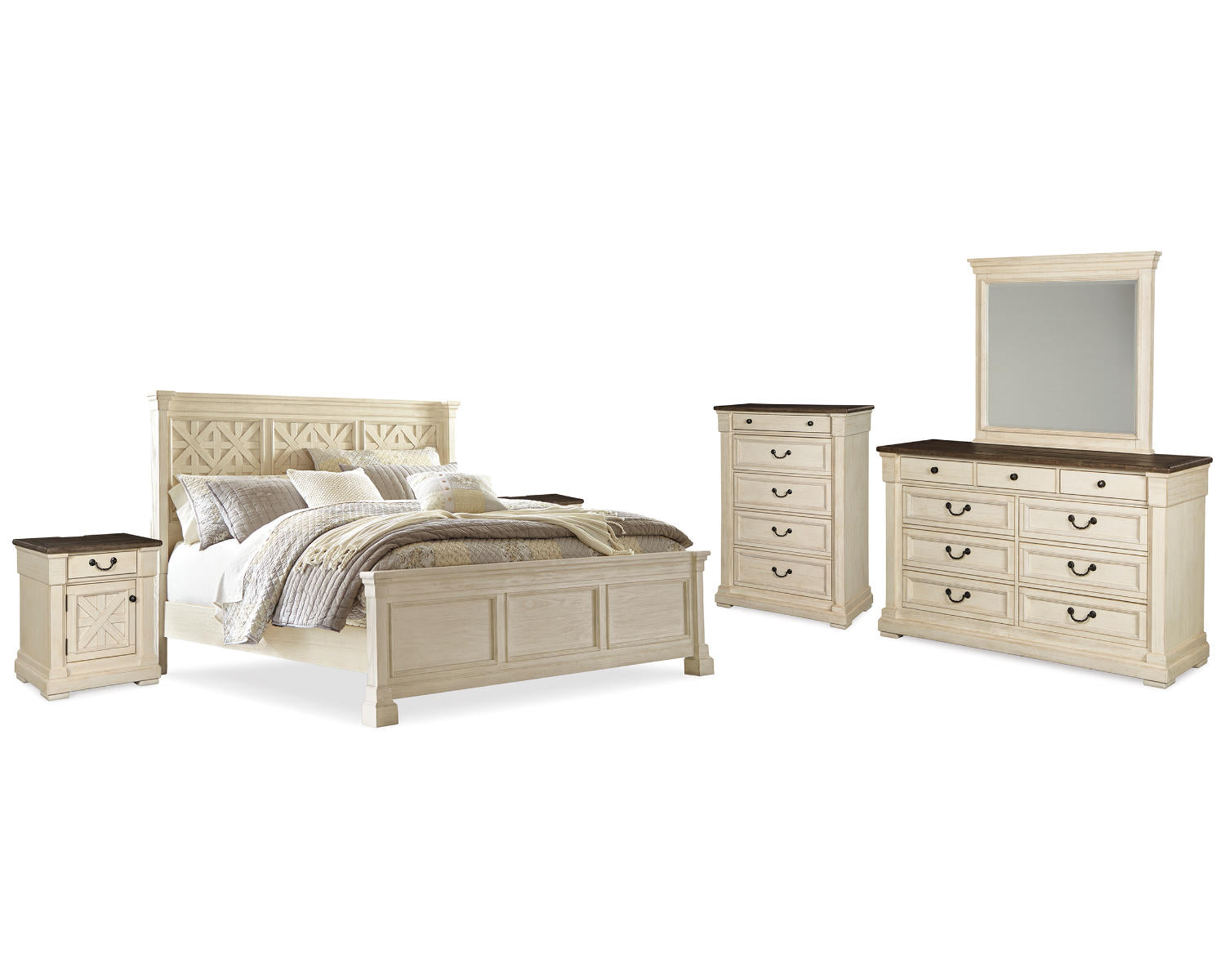 Bolanburg King Panel Bed, Dresser, Mirror, Chest and 2 Nightstands
