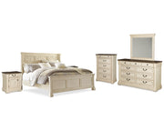 Bolanburg King Panel Bed, Dresser, Mirror, Chest and 2 Nightstands