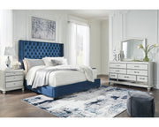 Coralayne King Upholstered Bed with Mirrored Dresser