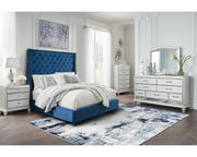 Coralayne Queen Upholstered Bed, Dresser, Mirror, Chest and Nightstand