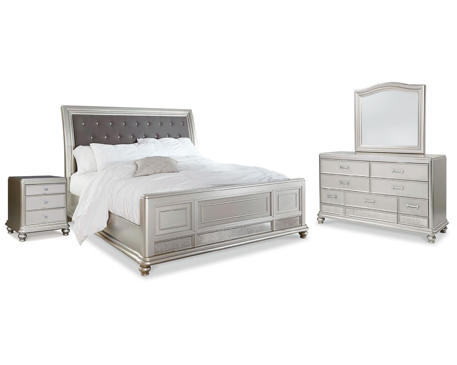 Coralayne Queen Panel Bed, Dresser, Mirror and Nightstand