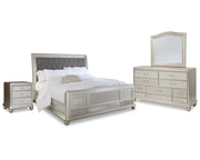 Coralayne King Sleigh Bed, Dresser, Mirror, and Nightstand