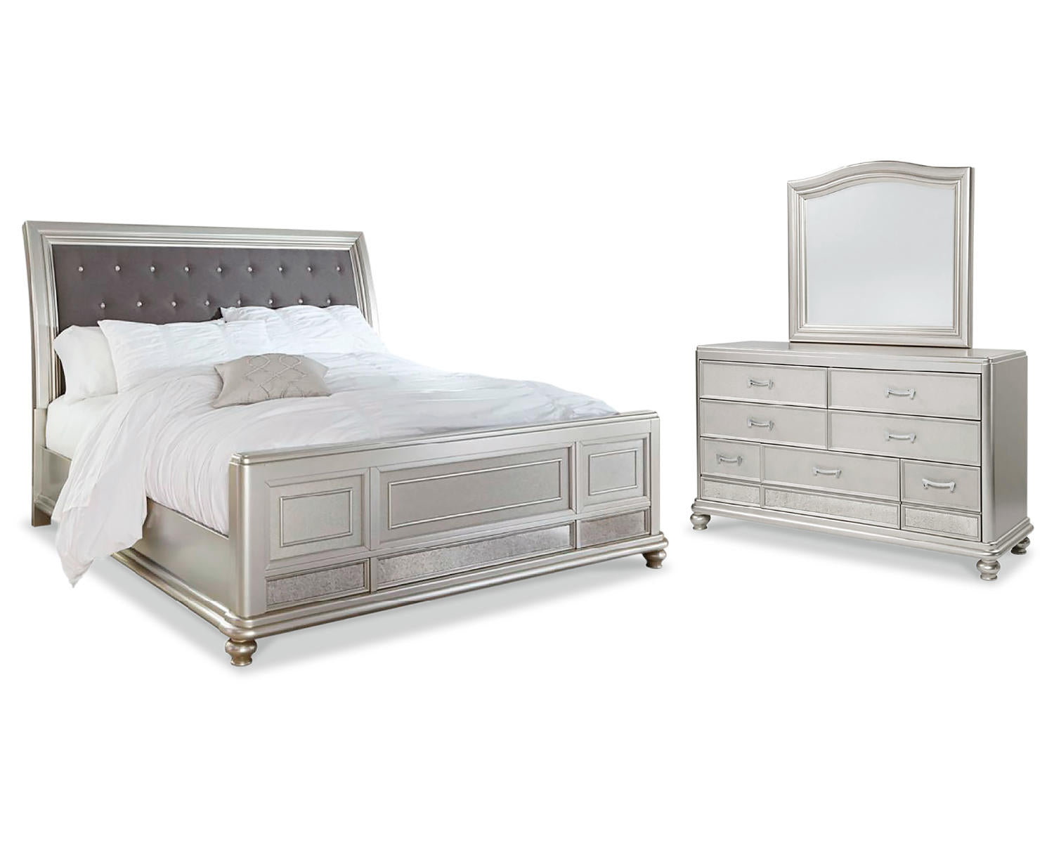 Coralayne King Sleigh Bed, Dresser and Mirror