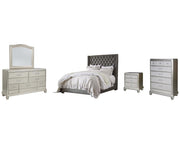 Coralayne Queen Upholstered Bed, Dresser, Mirror, Chest and Nightstand