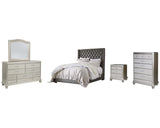 Coralayne Queen Upholstered Bed, Dresser, Mirror, Chest and Nightstand