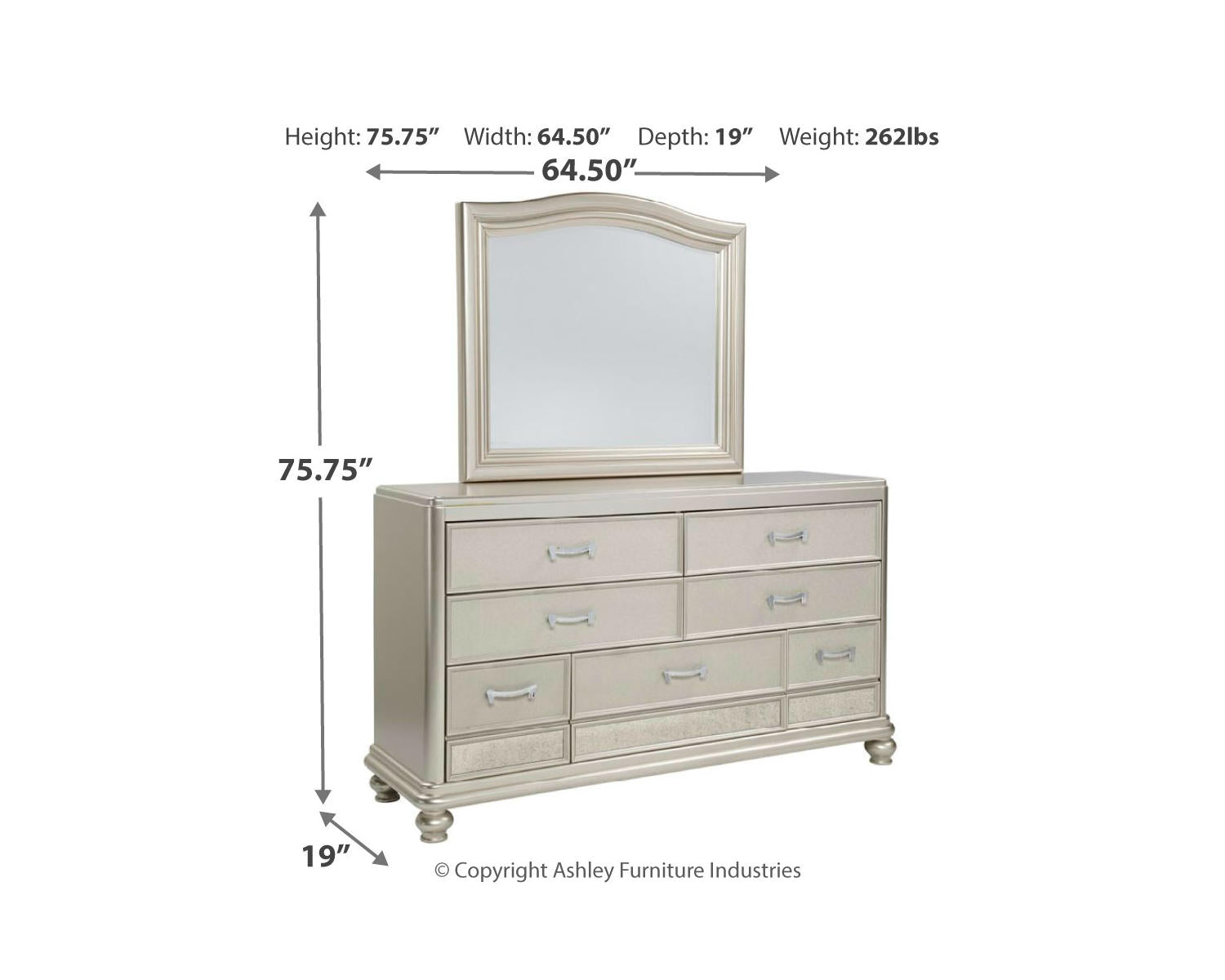 Coralayne King Upholstered Bed, Dresser, Mirror and 2 Nightstands