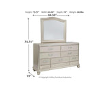 Coralayne Queen Upholstered Bed, Dresser, Mirror, Chest and Nightstand